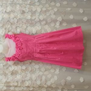 London Times size 6 bright pink dress with floral collar detail
